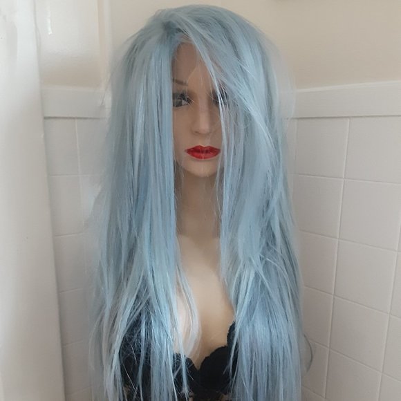 Scene wig EMO Wig silver blue lace front wig gothic - Picture 1 of 8